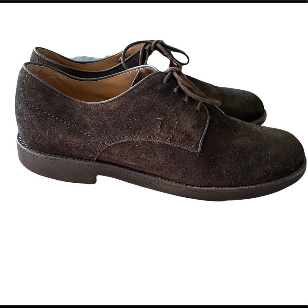 Tod’s Dark brown suede lace-up Derby shoes SZ 9